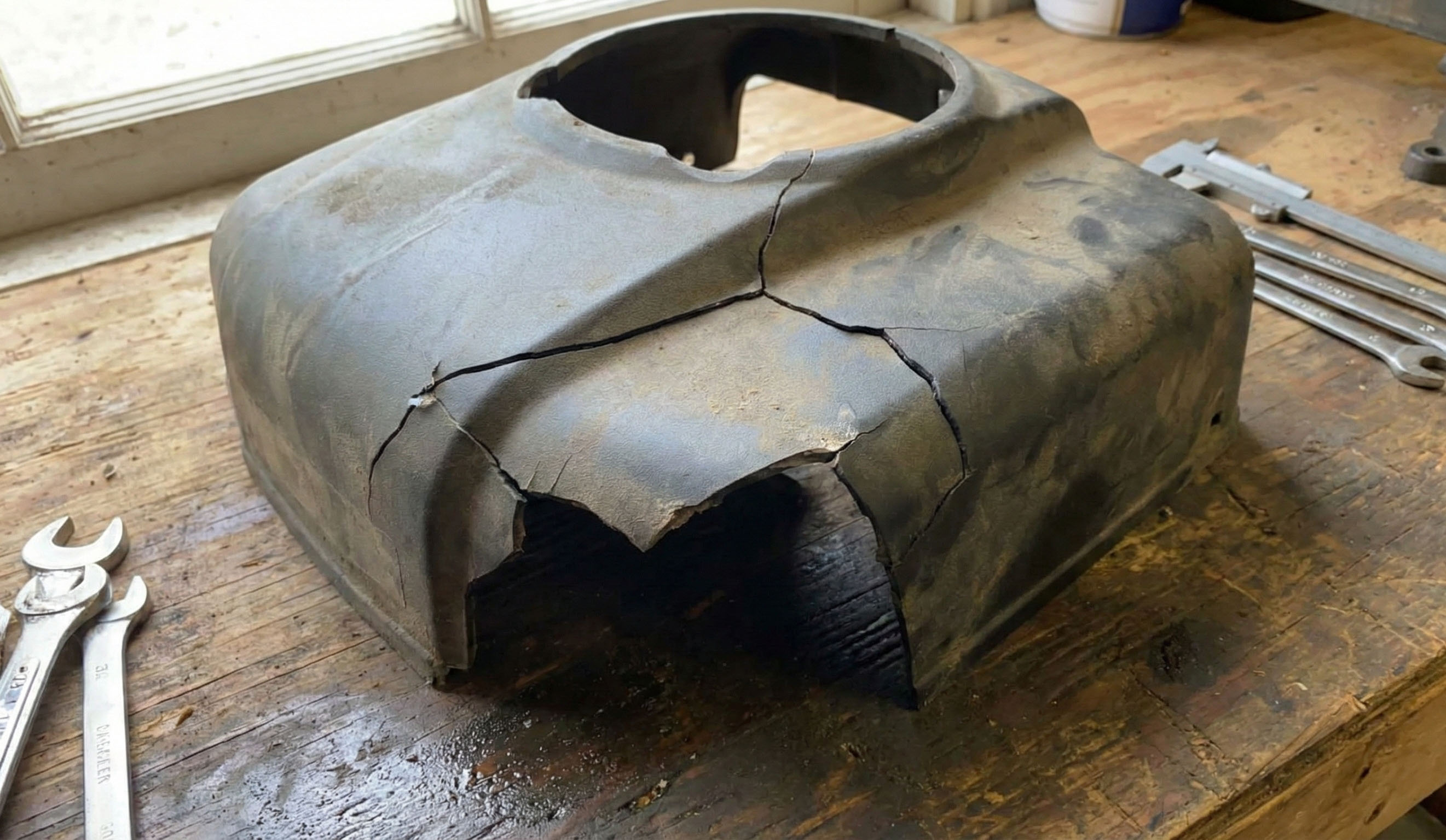 Carcasa de motor rota antes de reparación